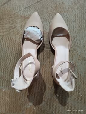 Ankis Women’s Sz 11 Nude Block Heel Ankle Strap Dress Shoes Nubuck Drag Stripper